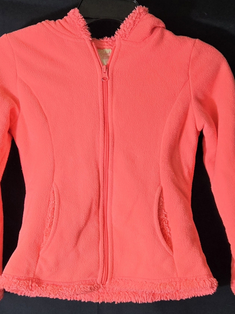 Faded Glory Coral Pink Hooded Teddy Jacket #396